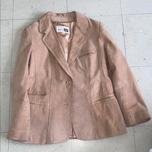 Vintage Sears Leather Suede Blazer Sz 14 Tan